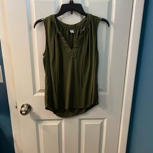 Olive green sleeveless blouse